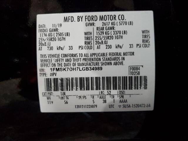 Photo 13 VIN: 1FMSK7DH7LGB34989 - FORD EXPLORER 