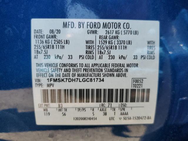 Photo 11 VIN: 1FMSK7DH7LGC81734 - FORD EXPLORER 