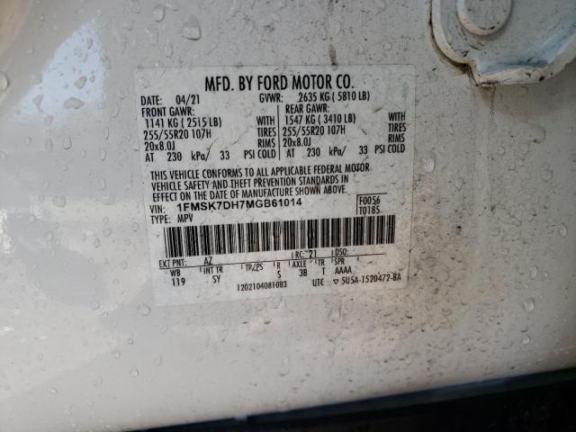 Photo 12 VIN: 1FMSK7DH7MGB61014 - FORD EXPLORER 