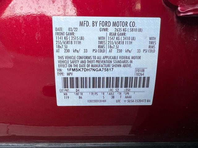 Photo 9 VIN: 1FMSK7DH7NGA75817 - FORD EXPLORER 