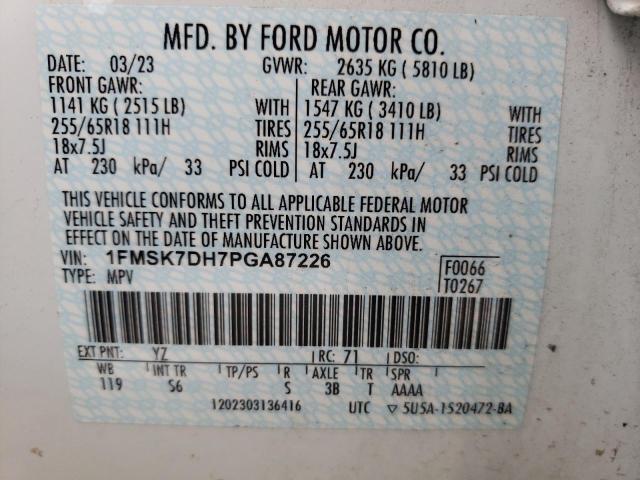 Photo 12 VIN: 1FMSK7DH7PGA87226 - FORD EXPLORER X 