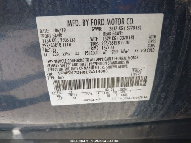 Photo 8 VIN: 1FMSK7DH8LGA14683 - FORD EXPLORER 