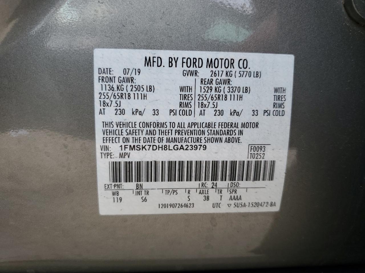 Photo 13 VIN: 1FMSK7DH8LGA23979 - FORD EXPLORER 