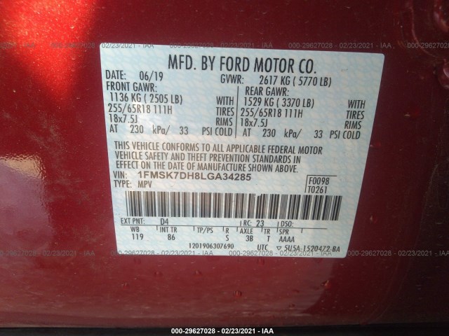 Photo 8 VIN: 1FMSK7DH8LGA34285 - FORD EXPLORER 