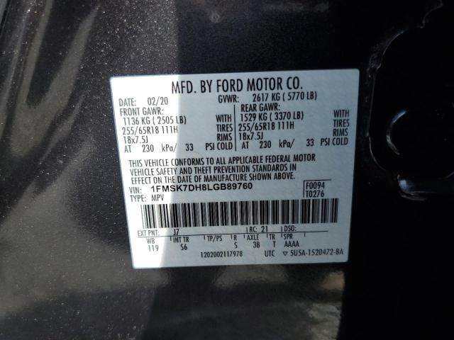 Photo 12 VIN: 1FMSK7DH8LGB89760 - FORD EXPLORER X 