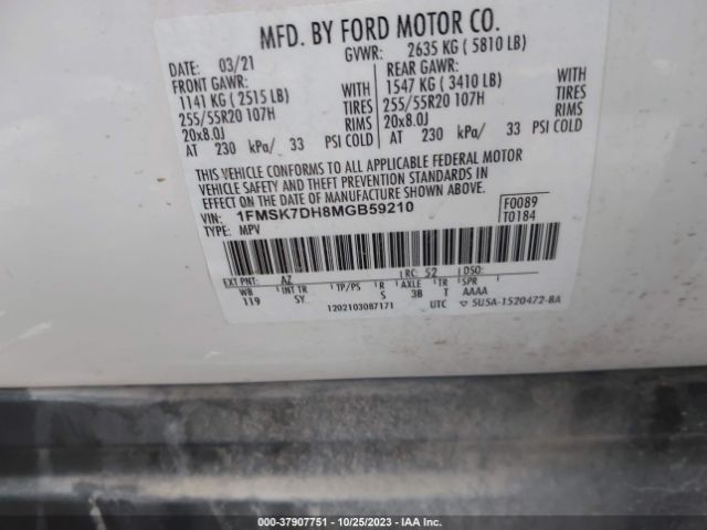 Photo 8 VIN: 1FMSK7DH8MGB59210 - FORD EXPLORER 