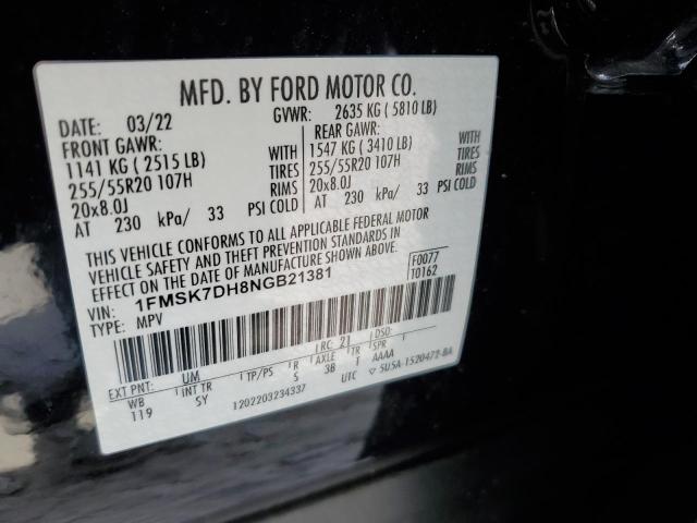 Photo 12 VIN: 1FMSK7DH8NGB21381 - FORD EXPLORER 