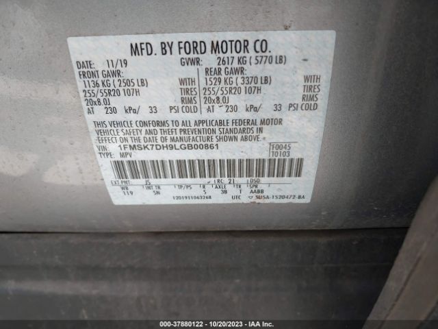 Photo 8 VIN: 1FMSK7DH9LGB00861 - FORD EXPLORER 