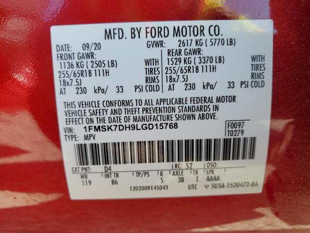 Photo 12 VIN: 1FMSK7DH9LGD15768 - FORD EXPLORER 