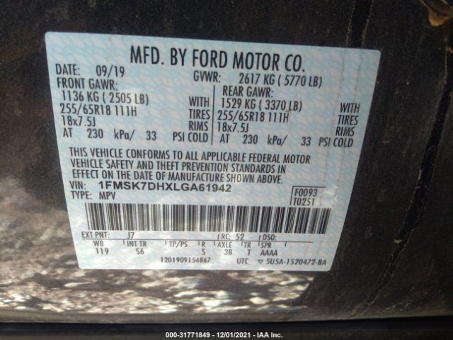 Photo 8 VIN: 1FMSK7DHXLGA61942 - FORD EXPLORER 