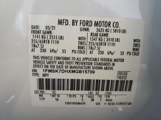 Photo 12 VIN: 1FMSK7DHXMGB15709 - FORD EXPLORER X 