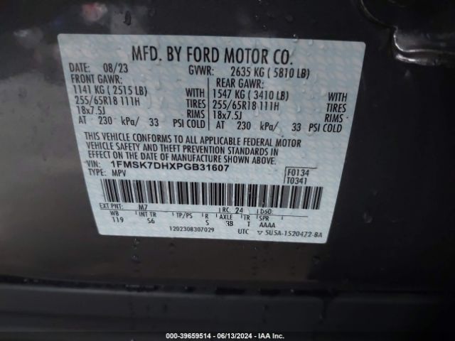 Photo 8 VIN: 1FMSK7DHXPGB31607 - FORD EXPLORER 