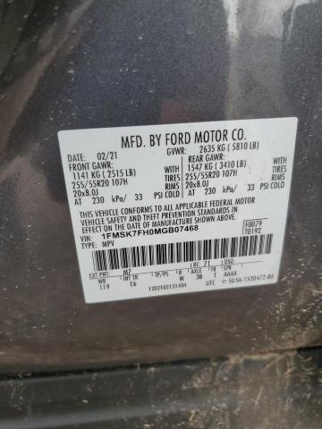 Photo 12 VIN: 1FMSK7FH0MGB07468 - FORD EXPLORER L 