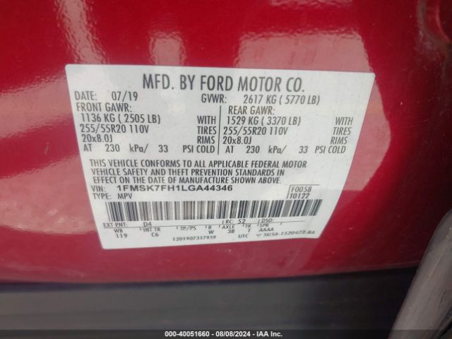 Photo 8 VIN: 1FMSK7FH1LGA44346 - FORD EXPLORER 