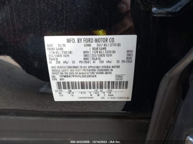 Photo 8 VIN: 1FMSK7FH1LGC28329 - FORD EXPLORER 