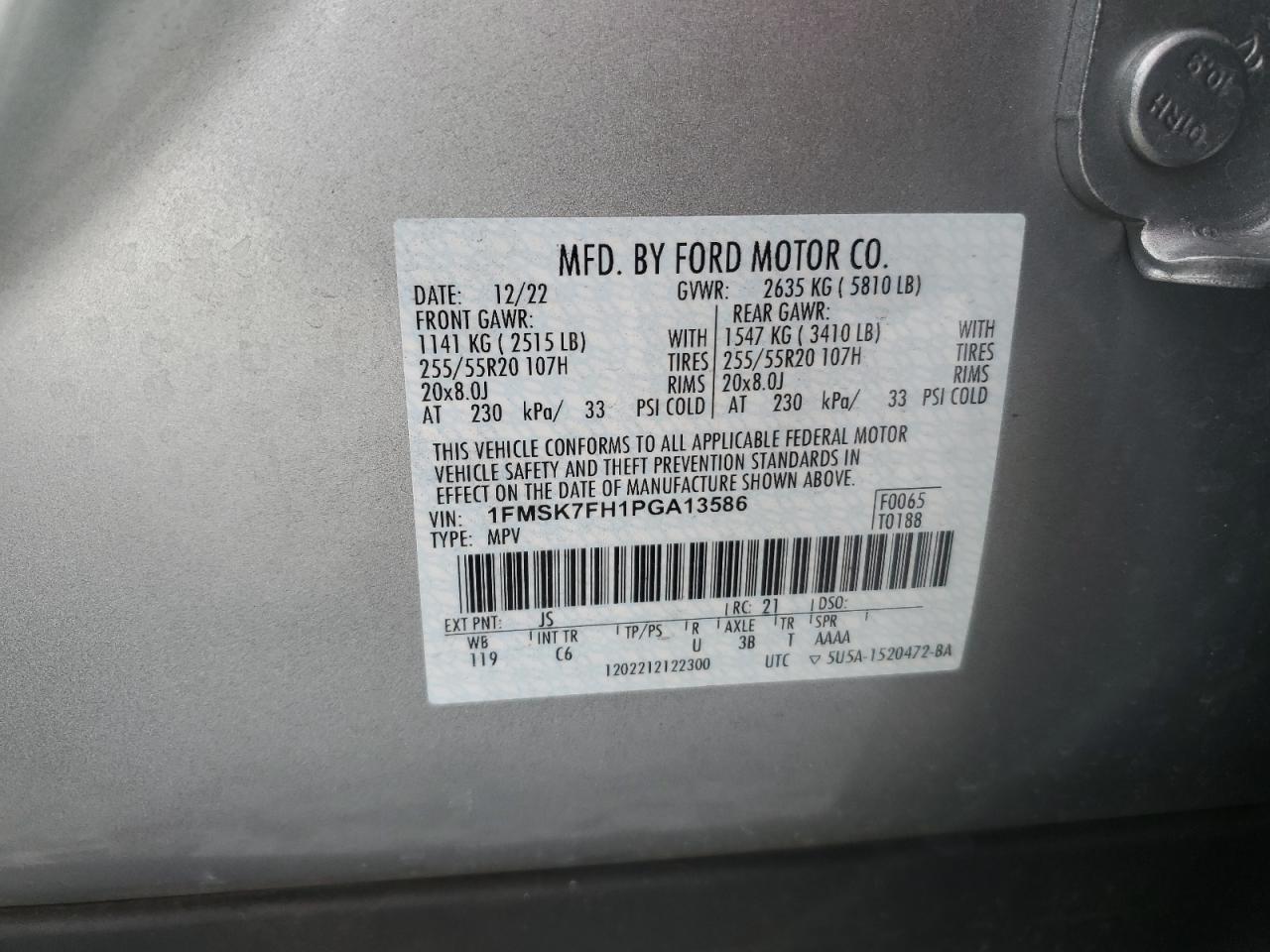 Photo 12 VIN: 1FMSK7FH1PGA13586 - FORD EXPLORER 