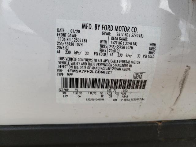 Photo 9 VIN: 1FMSK7FH2LGB68321 - FORD EXPLORER L 