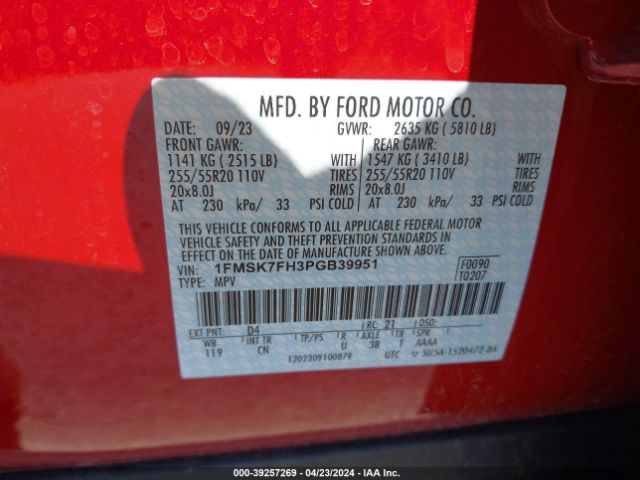 Photo 8 VIN: 1FMSK7FH3PGB39951 - FORD EXPLORER 