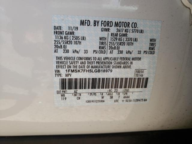 Photo 9 VIN: 1FMSK7FH5LGB18979 - FORD EXPLORER L 