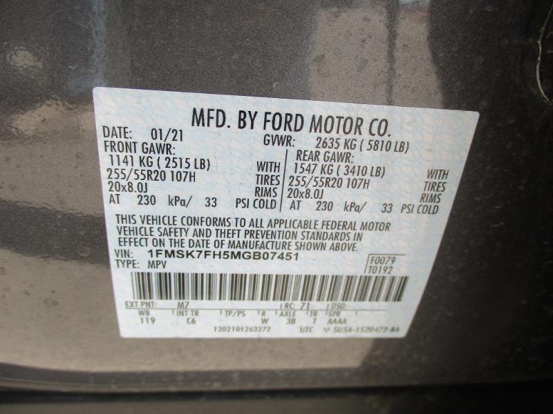 Photo 9 VIN: 1FMSK7FH5MGB07451 - FORD EXPLORER 4X2 4C 