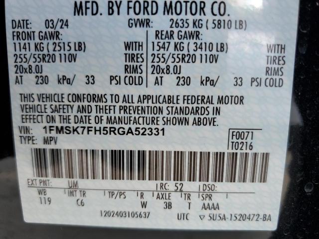 Photo 12 VIN: 1FMSK7FH5RGA52331 - FORD EXPLORER L 