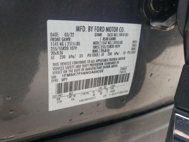 Photo 12 VIN: 1FMSK7FH6NGA64322 - FORD EXPLORER 