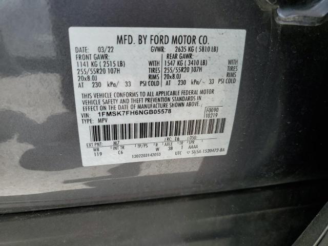 Photo 13 VIN: 1FMSK7FH6NGB05578 - FORD EXPLORER 