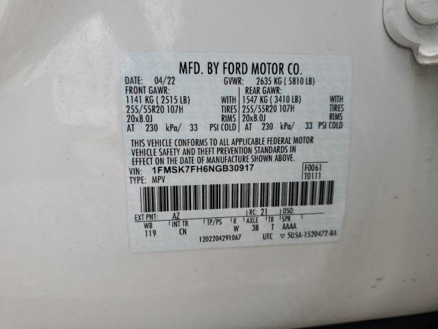 Photo 12 VIN: 1FMSK7FH6NGB30917 - FORD EXPLORER L 