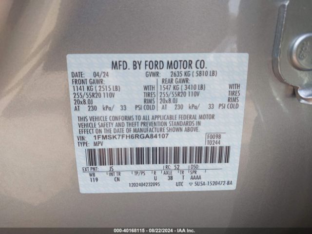 Photo 8 VIN: 1FMSK7FH6RGA84107 - FORD EXPLORER 