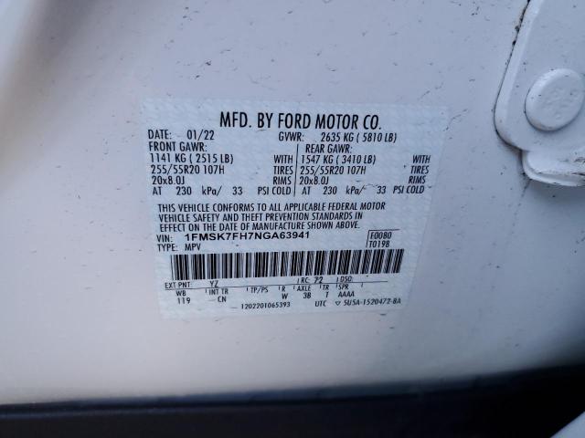 Photo 12 VIN: 1FMSK7FH7NGA63941 - FORD EXPLORER L 