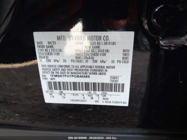 Photo 8 VIN: 1FMSK7FH7PGB46689 - FORD EXPLORER 