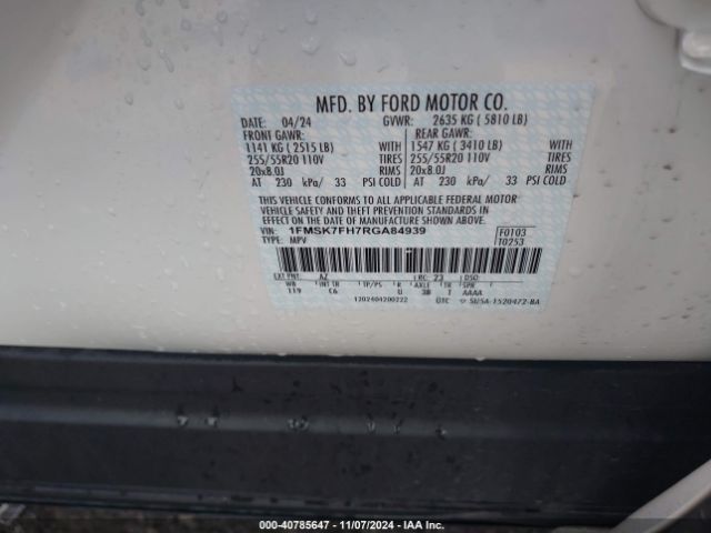 Photo 8 VIN: 1FMSK7FH7RGA84939 - FORD EXPLORER 