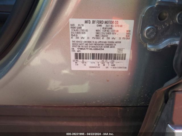 Photo 8 VIN: 1FMSK7FH8LGB64354 - FORD EXPLORER 