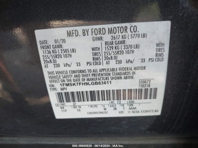 Photo 8 VIN: 1FMSK7FH9LGB83611 - FORD EXPLORER 