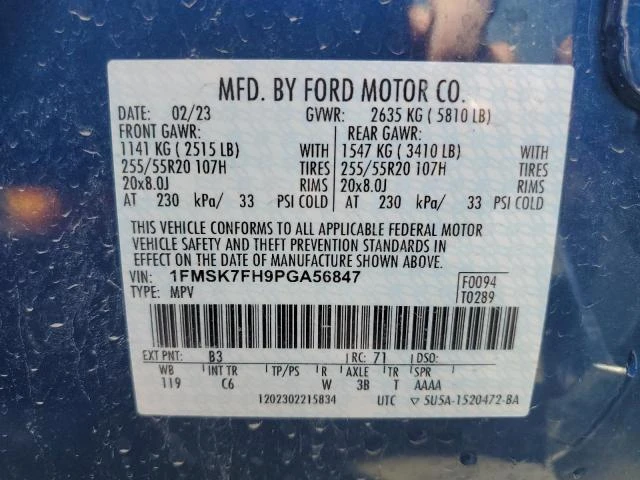 Photo 12 VIN: 1FMSK7FH9PGA56847 - FORD EXPLORER L 