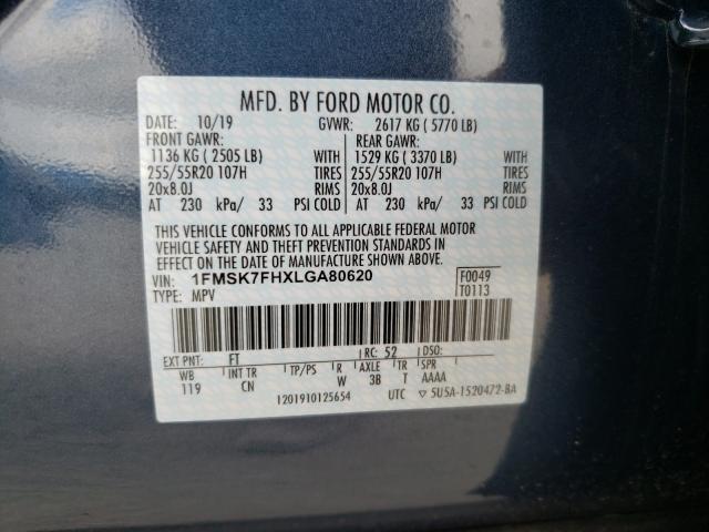 Photo 9 VIN: 1FMSK7FHXLGA80620 - FORD EXPLORER L 