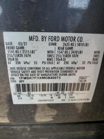 Photo 12 VIN: 1FMSK7FHXMGB40073 - FORD EXPLORER L 