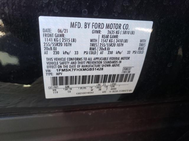 Photo 9 VIN: 1FMSK7FHXMGB51428 - FORD EXPLORER L 