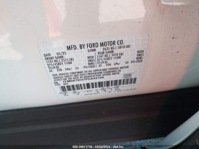 Photo 8 VIN: 1FMSK7KH7PGA42144 - FORD EXPLORER 