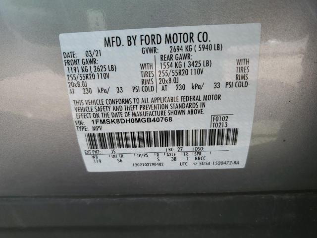 Photo 13 VIN: 1FMSK8DH0MGB40768 - FORD EXPLORER 