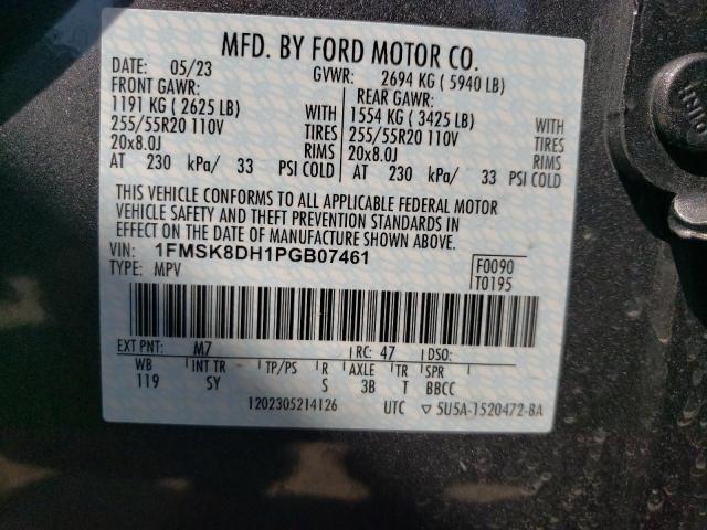 Photo 12 VIN: 1FMSK8DH1PGB07461 - FORD EXPLORER X 