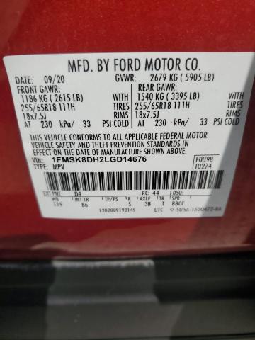 Photo 12 VIN: 1FMSK8DH2LGD14676 - FORD EXPLORER X 