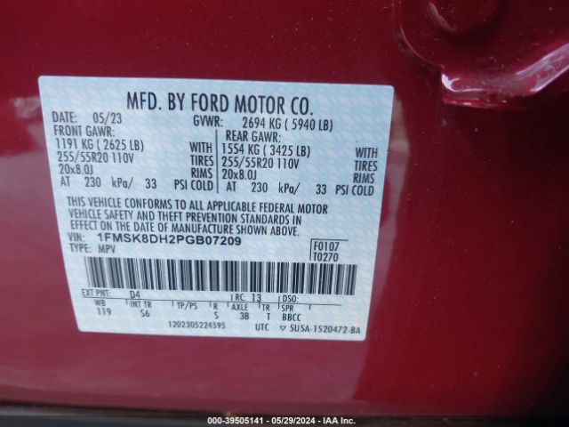 Photo 8 VIN: 1FMSK8DH2PGB07209 - FORD EXPLORER 