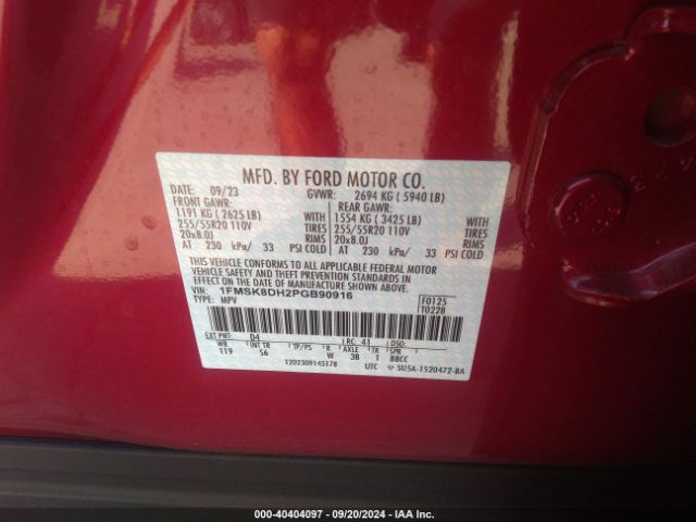 Photo 8 VIN: 1FMSK8DH2PGB90916 - FORD EXPLORER 