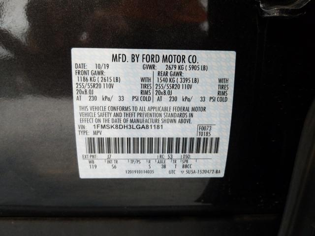 Photo 9 VIN: 1FMSK8DH3LGA81181 - FORD EXPLORER X 