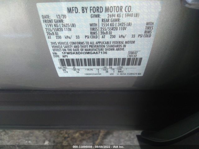 Photo 8 VIN: 1FMSK8DH3MGA67136 - FORD EXPLORER 