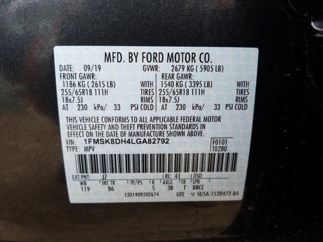 Photo 9 VIN: 1FMSK8DH4LGA82792 - FORD EXPLORER X 