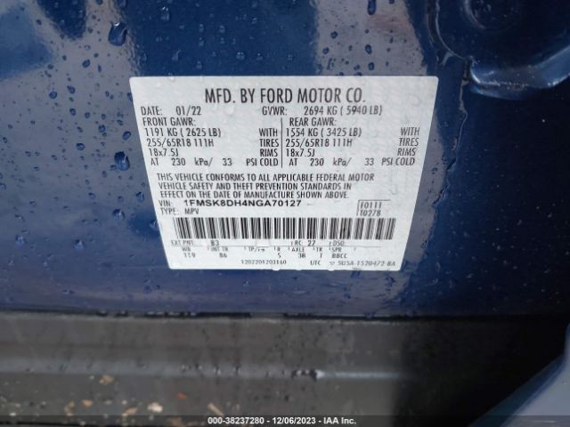 Photo 8 VIN: 1FMSK8DH4NGA70127 - FORD EXPLORER 