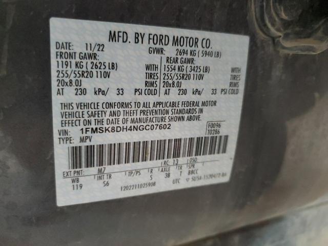 Photo 12 VIN: 1FMSK8DH4NGC07602 - FORD EXPLORER 