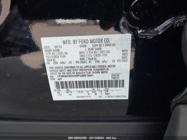 Photo 8 VIN: 1FMSK8DH5PGB91641 - FORD EXPLORER 